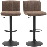 HOMCOM Adjustable Barstools Set of 2, Swivel Counter Bar Chairs, Bar Stools with Footrest, PU Leather, Gas Lift, Brown(m-11)