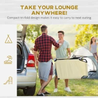 Outsunny Folding Sun Loungers Set of 2 with Face Hole, 4-Position Adjustable Backrest Garden Recliner Chairs Sunbeds, Outdoor Lounge Chairs with 600 D Oxford Cloth Seat, Pillow for Beach, Beige(m-8)