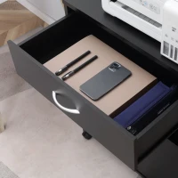 Vinsetto Printer Stand Mobile Printer Cabinet with Storage, Open Shelf, Drawer for Home Office, 60cm x 39cm x 80cm, Black(m-8)