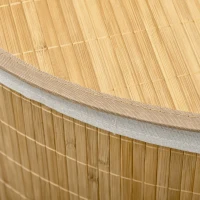 HOMCOM Cesto Portabiancheria con Coperchio Triangolare in Bambù e Tessuto, 38x38x57cm, Colore Legno(m-8)