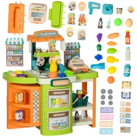AIYAPLAY 58 Pieces Cash Register for Kids, Children Trolley, with Scanner, Pretend Food, Till, for Ages 3-6 Years(m-1)