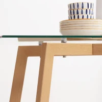 HOMCOM Tavolo da Pranzo Rettangolare per 6 Persone max, in Acciaio con Piano in Vetro Temperato, 150x75x76 cm(m-9)