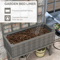 Outsunny 45 x 105cm Wooden Garden Planter, with Trellis - Grey(m-6)