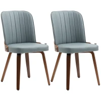 HOMCOM Juego de 2 Sillas de Comedor Modernas con Asiento Tapizado en Cuero Sintético y Patas de Madera 47,5x57x85cm Gris(m-11)
