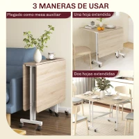 HOMCOM Mesa de Comedor Plegable para 4-6 Personas con Ruedas y Alas Abatibles Mesa Abatible para Cocina Salón 120x80x73cm Roble(m-4)