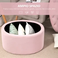 HOMCOM Pouf Contenitore Ovale Imbottito e Trapuntato in Velluto, 71x52x42cm, Rosa(m-4)
