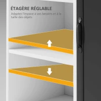 HOMCOM Buffet - Meuble de Rangement sur pied 3 niches Placard - en Bois et Porte métal Gris(m-5)