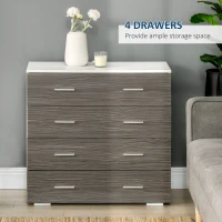 HOMCOM Chest of Drawers, 4 Drawer Dresser, Storage Organizer Unit for Bedroom, Living Room, Grey(m-4)