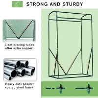 Outsunny Outdoor PE Greenhouse Steel Frame Plant Cover with Zipper 100L x 50W x 150HCM - Green(m-4)