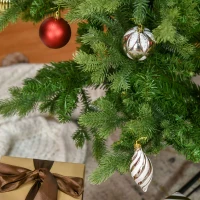 HOMCOM Albero di Natale Artificiale e Ignifugo per Interni con 2056 Rami e Base in Metallo, Ø124x228 cm, Verde(m-9)
