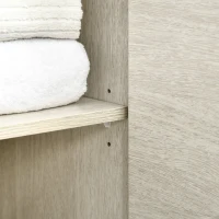 HOMCOM Armario Alto de Baño Mueble Auxiliar con 1 Cajón 2 Puertas y Estantes Interiores Ajustables 34x34x150cm Natural(m-9)