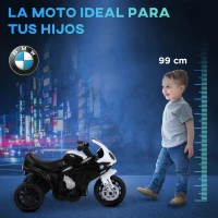 HOMCOM Moto Eléctrica para Niños de 18-36 Meses con Licencia BMW S1000RR con Velocidad 2,5 km/h Carga 20 kg 66x37x44 cm Negro(m-7)