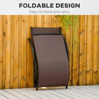Outsunny Outdoor Folding Sun Lounger, Chaise Lounge Chair, Reclining Garden for Beach, Poolside and Patio, Dark Brown(m-6)