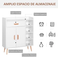 HOMCOM Aparador Buffet Armario Gabinete Consola Mueble Multiusos de Comedor Salón Baño Pasillo 80x29.5x96cm(m-4)