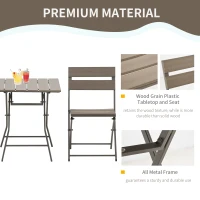 Outsunny 3 Piece Foldable Garden Bistro Set Patio Furniture Set with Table and 2 Chairs for Conservatory Balcony Terrace, Grey(m-6)