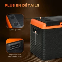 Outsunny Glacière électrique 40L portable, réfrigérateur congélateur avec poignées - dim. 58,7L x 36,5l x 43,8H cm orange et noir(m-7)