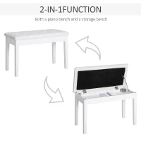 HOMCOM PU Leather Upholstered Piano Stool Makeup Stool Bench Dressing Table Seat with Storage 76x36x50cm, White(m-4)