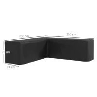 Outsunny Housse de Protection Étanche Salon de Jardin d'angle 420D Oxford Bâche Extérieur Imperméable anti-UV 250L x 250l x 79H cm, Noir(m-3)