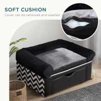 PawHut Dog Sofa Bed, with Storage, Drawer, Soft Cushion, for Small Dogs - Black(m-5)