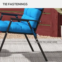Outsunny 2-Piece Seat Cushion Replacement with Backrest, Garden Patio Chair Cushions Set with Ties, Blue(m-5)