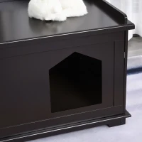 PawHut Wooden Cat Litter Box Enclosure Indoor Cat House Hidden Washroom End Table Hideaway Storage Cabinet, Brown(m-8)
