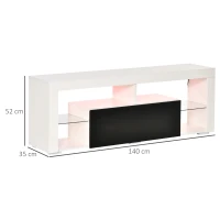 HOMCOM Mobile Porta TV con Luci a LED di 20 Colori e Telecomando per TV fino 55", 140x35x52 cm, Bianco(m-3)