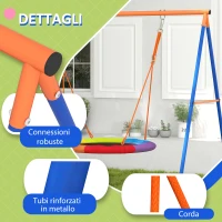 Outsunny Altalena da Giardino a Nido per 1-2 Bambini in Metallo Rinforzato, 196x172x180cm, Multicolore(m-7)