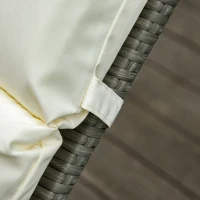 Outsunny Set of 2 Sun Lounger Cushions, Replacement Cushions for Rattan Furniture with Ties, 196 x 55 cm, Cushion ONLY, Cream White(m-9)