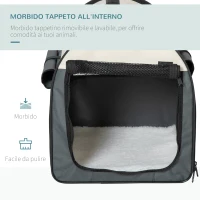 PawHut Trasportino per Animali Domestici Pieghevole in Oxford con Cuscino Rimovibile Lavabile e Borsa per Trasporto, 46x36x41cm, Grigio scuro(m-6)