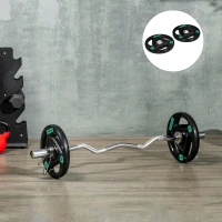 SPORTNOW Two 10kg Olympic Weight Plates, Tri-Grip Rubber-Coated Barbell Weights, with 5cm Holes, for Home, Gym, Office(m-10)