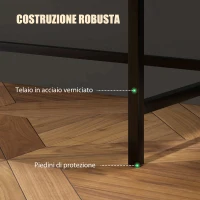 HOMCOM Scrivania 2 Cassetti con Ripiano Superiore, in Legno e Acciaio, 106x51.5x102.5 cm, Nero e color Quercia(m-5)