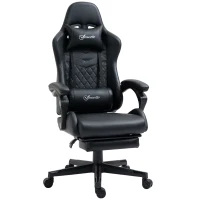 Vinsetto Computer Gaming Chair with Footrest, Video Gaming Chair for Adults with 130° Reclining Back, Desk Chair with Lumbar Support and Adjustable Height, Black(m-11)
