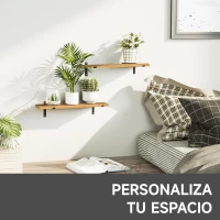 HOMCOM Juego de 2 Estantes de Pared de Madera Estanterías Flotantes para Salón Pasillo Cocina Dormitorio 90x15x2,5 cm Marrón(m-7)