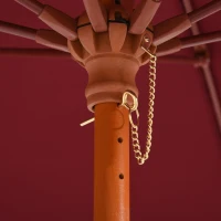 Outsunny Ombrellone da Giardino 2.5x2.5 m con Tettuccio Antivento in Poliestere Rosso e Palo in Legno(m-9)