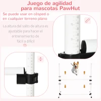 PawHut Set de Entrenamiento de Agilidad para Perros Mascotas 4 Piezas Obstáculos Vallas de Salto con Altura Ajustable y Bolsa de Transporte para Exteriores 99x65x94 cm Blanco(m-4)