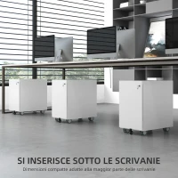 HOMCOM Schedario per Ufficio con 2 Cassetti, Fessura a Busta e Barra per Appendere, in Acciaio, 30x50x53.5 cm, Bianco(m-7)