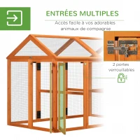 PawHut Enclos poulailler en bois cage à poules parc grillagé 140 x 88,5 x 106 cm orange(m-5)