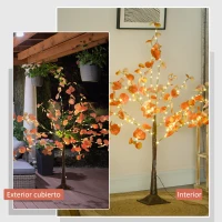 HOMCOM Lámpara de Árbol 120 cm con 175 Luces LED y Base Decoración Navidad para Interiores y Exterior Naranja(m-7)