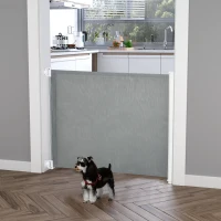 PawHut Barrera Seguridad para Perros Extensible Barrera para Mascotas con Extensión de Acero 5,5-115x5,5x82,5 cm Gris(m-2)