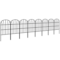 Outsunny Metal Decorative Outdoor Picket Fence Panels Set of 8, Black(m-1)
