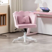 HOMCOM Velvet-Feel Petal Back Office Chair - Pink(m-2)
