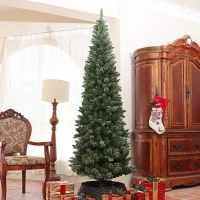 HOMCOM Árbol de Navidad Artificial 225 cm con 980 Ramas 75 Piñas y Soporte de Metal Árbol Navideño para Salón Interior Verde(m-2)