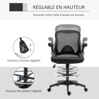 Vinsetto Lot de 2 fauteuils de bureau chaise de bureau assise haute réglable dim. 64L x 60l x 106-126H cm maille respirante noir(m-4)