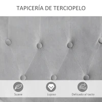 HOMCOM Sillón Individual Tapizado en Terciopelo Sillón con Respaldo Alto y Reposabrazos 68x75,5x104,5 cm Gris(m-6)