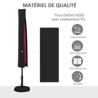 Outsunny Lot de parasol de jardin et housse de protection parasol inclinable Ø 3 m housse avec fermeture éclair et cordon(m-6)