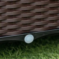 Outsunny Jardinière sur roulettes dim. 40L x 40l x 31H cm Insert d'irrigation Plastique Imitation rotin tressé Chocolat(m-9)