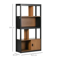 HOMCOM Bibliothèque étagère meuble de rangement 4 niveaux et 1 porte pour salon bureau chambre à coucher 76,5 x 30 x 150 cm(m-3)