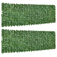 Outsunny Lot de 2 haies artificielles Brise-Vue décoration Rouleau 3L x 1H m Feuillage réaliste Anti-UV Vert(m-11)