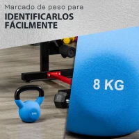 HOMCOM Pesa Rusa de 8 kg de Hierro Fundido con Revestimiento de Neopreno para Entrenamiento de Fuerza 20x13x23 cm Azul(m-5)