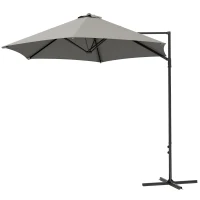 Outsunny 2.5m Rotating Cantilever Parasol - Light Grey(m-11)